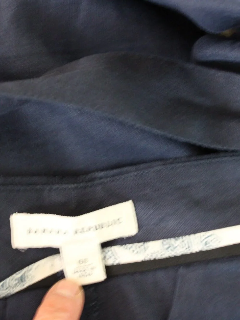 Banana Republic Linen Women Pants S 6 Casual Navy Blue Belt 4 Pockets Straight